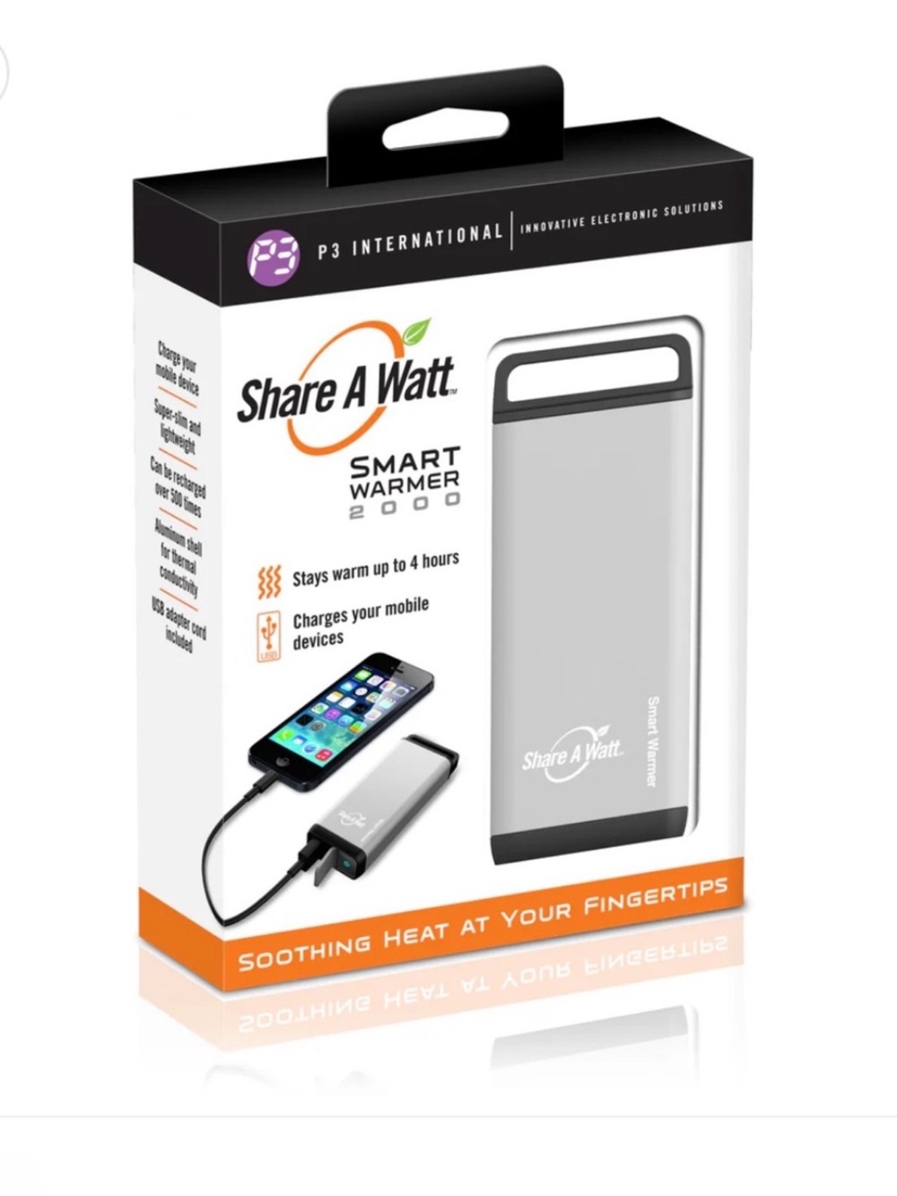 Smart Warmer 2000 Portable Hand Warmer & Charger - Silver